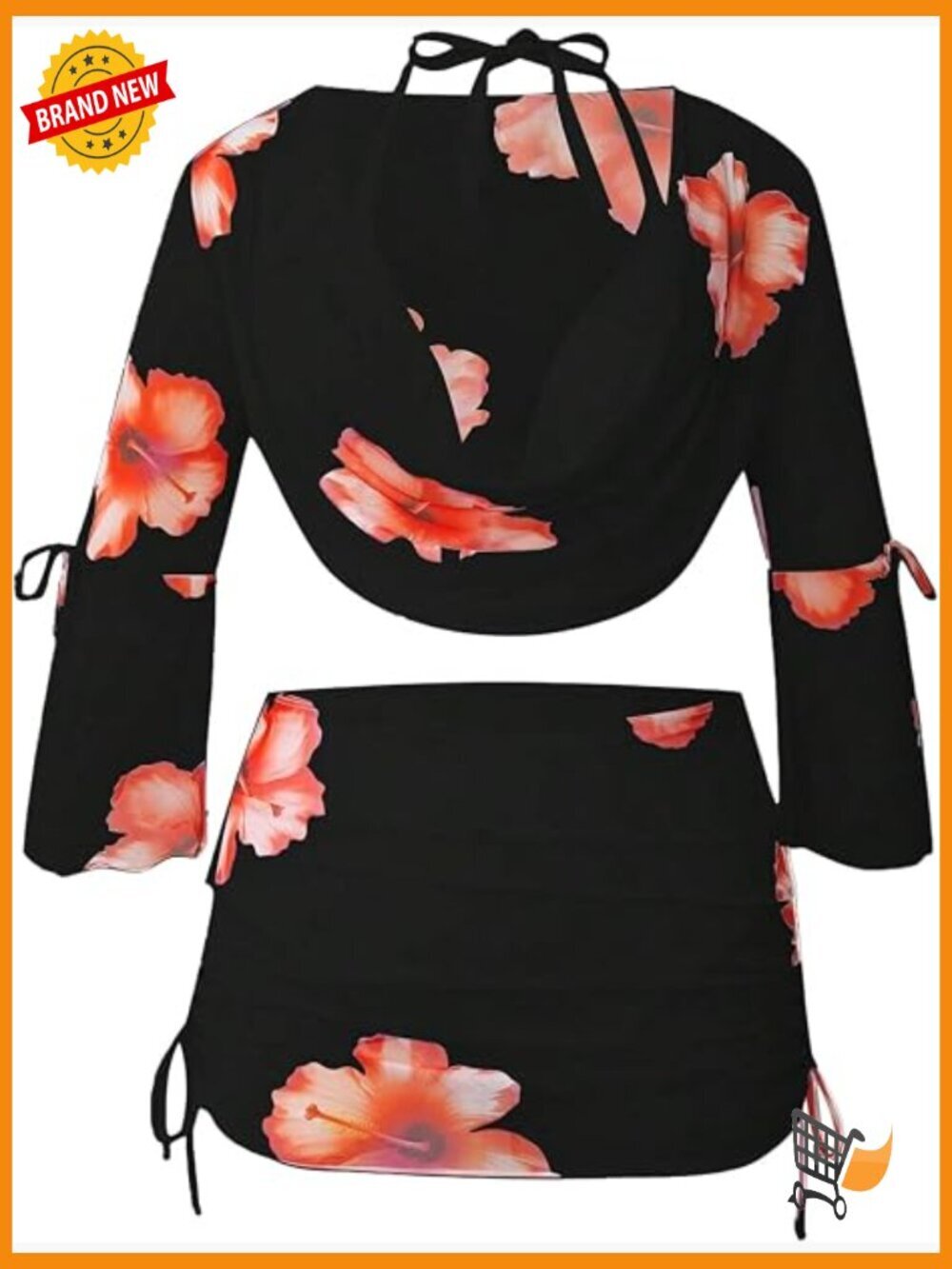 Plus Size 4 Piece Floral Bikini Set with Cover Up